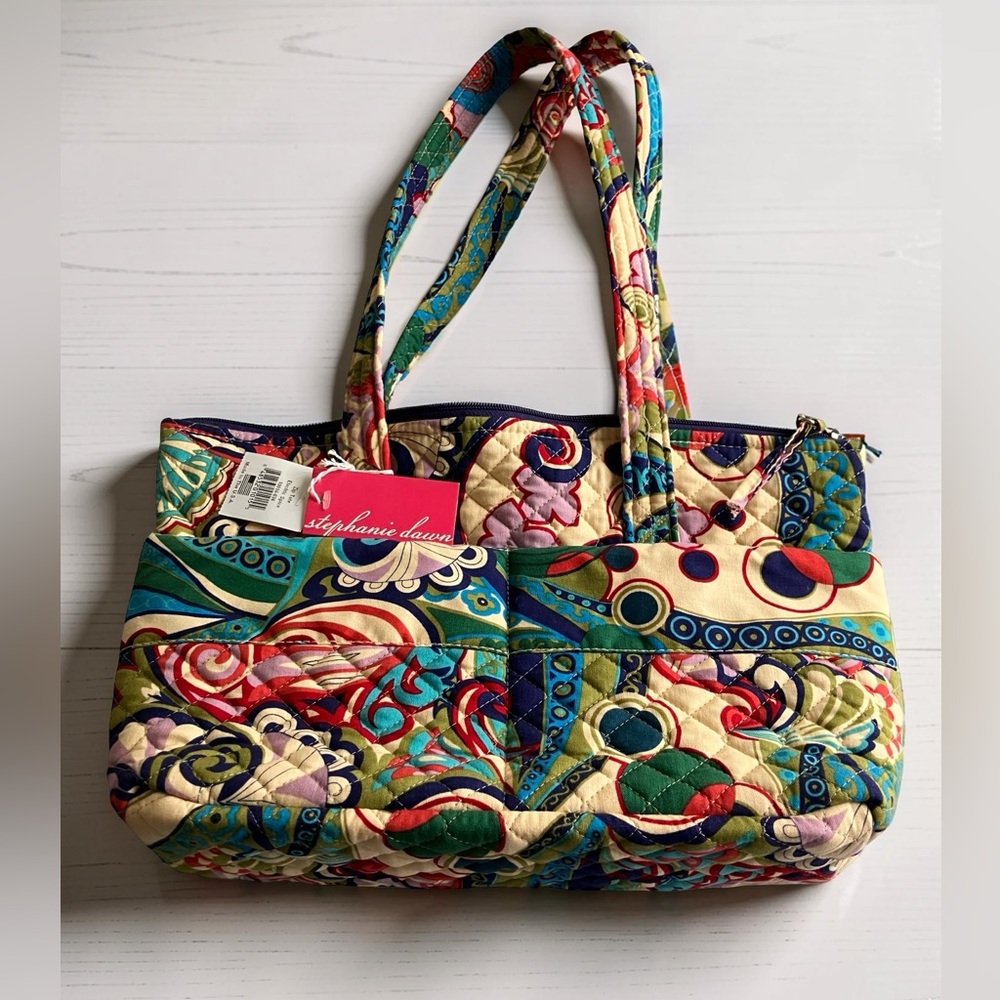 Stephanie Dawn Zip Tote Shoulder Bag Electric Spice Paisley Pockets Women NWT